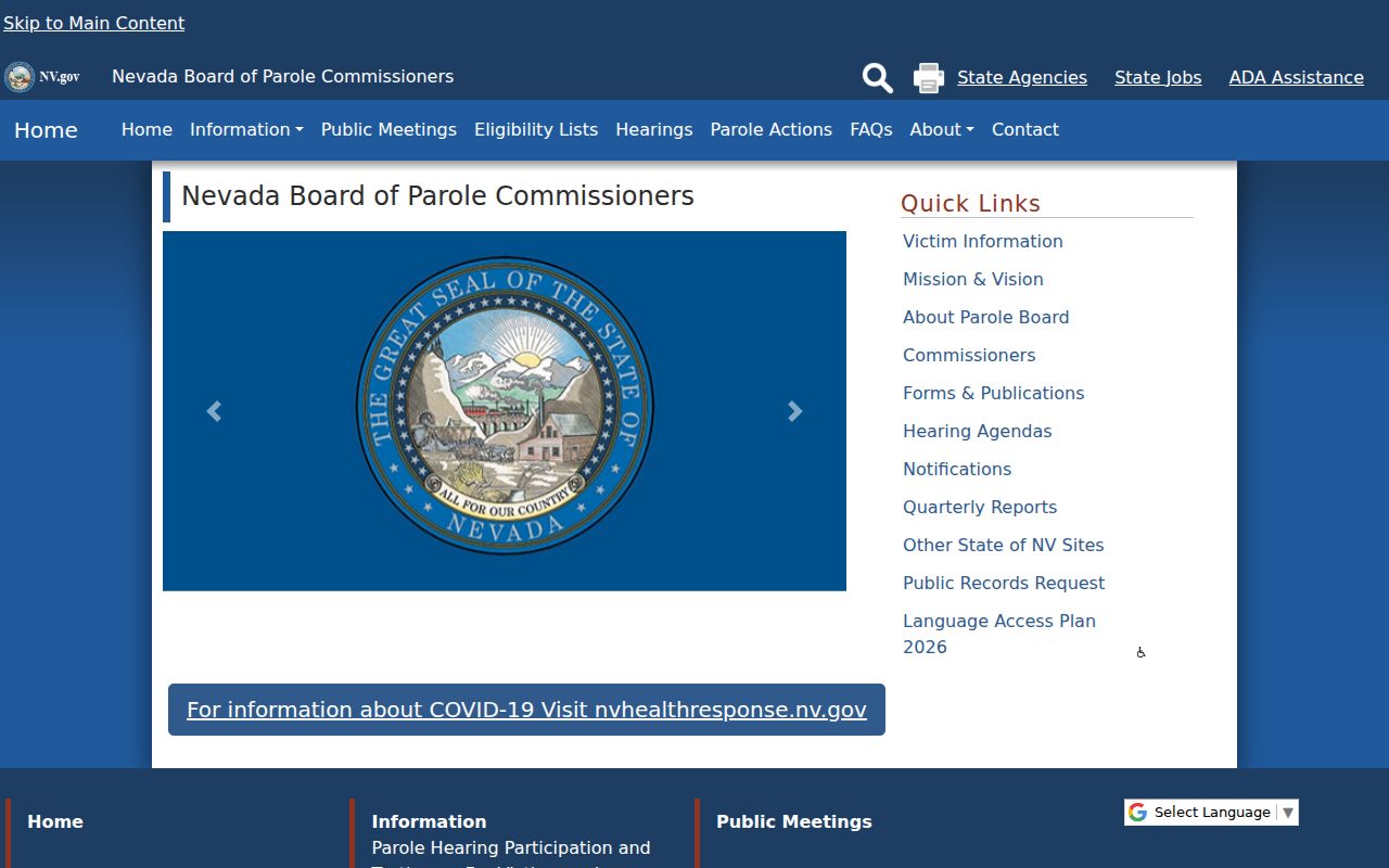 Nevada parole release decisions connected to Storey County criminal history