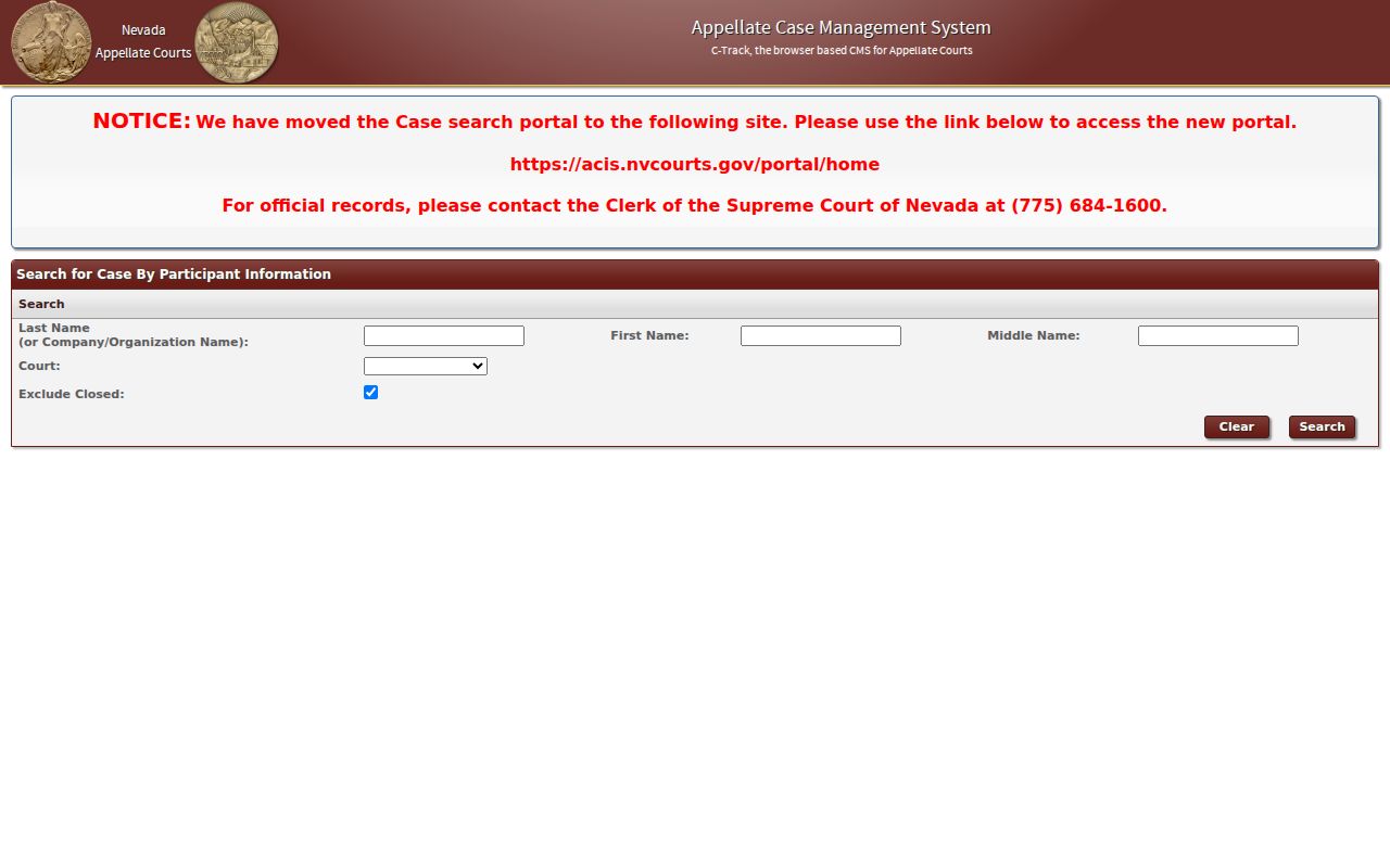 Storey County criminal court case research using the Nevada Supreme Court appellate portal