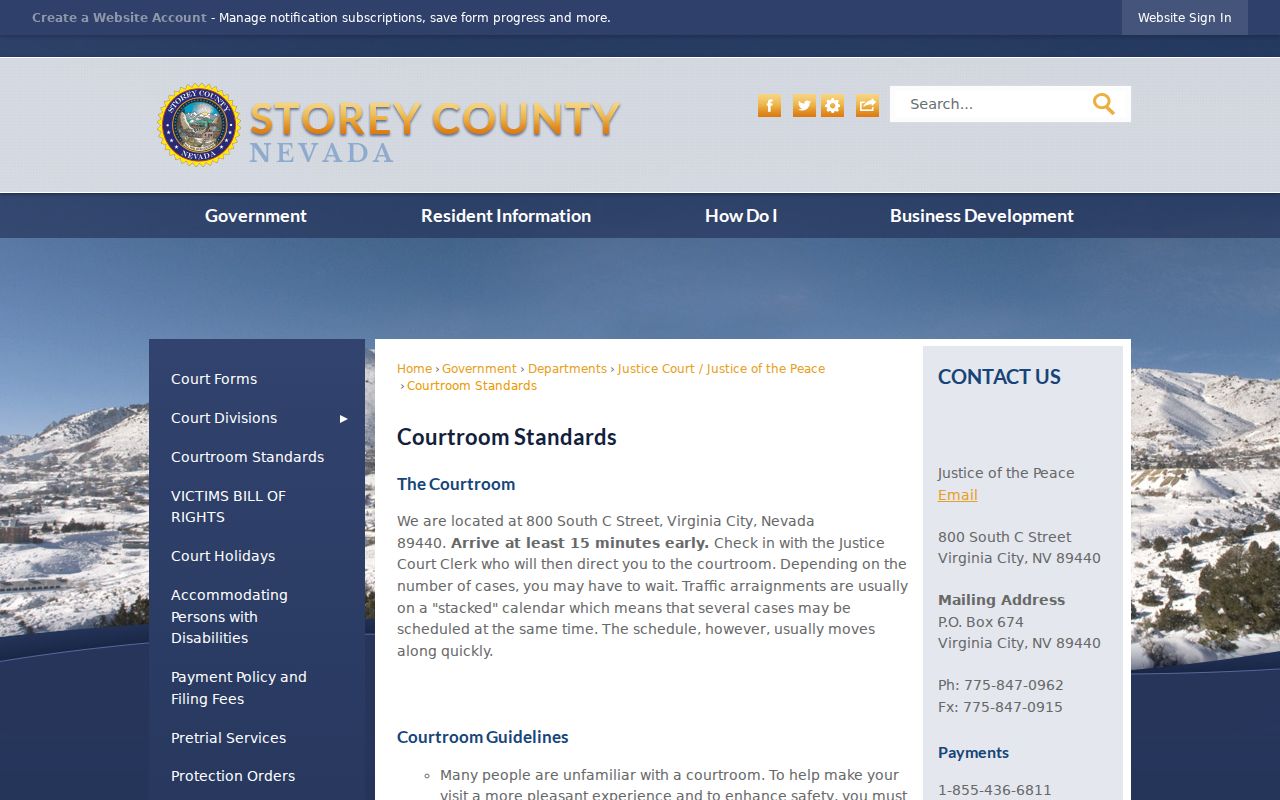 Storey County criminal court records and Virginia Township courtroom entry standards